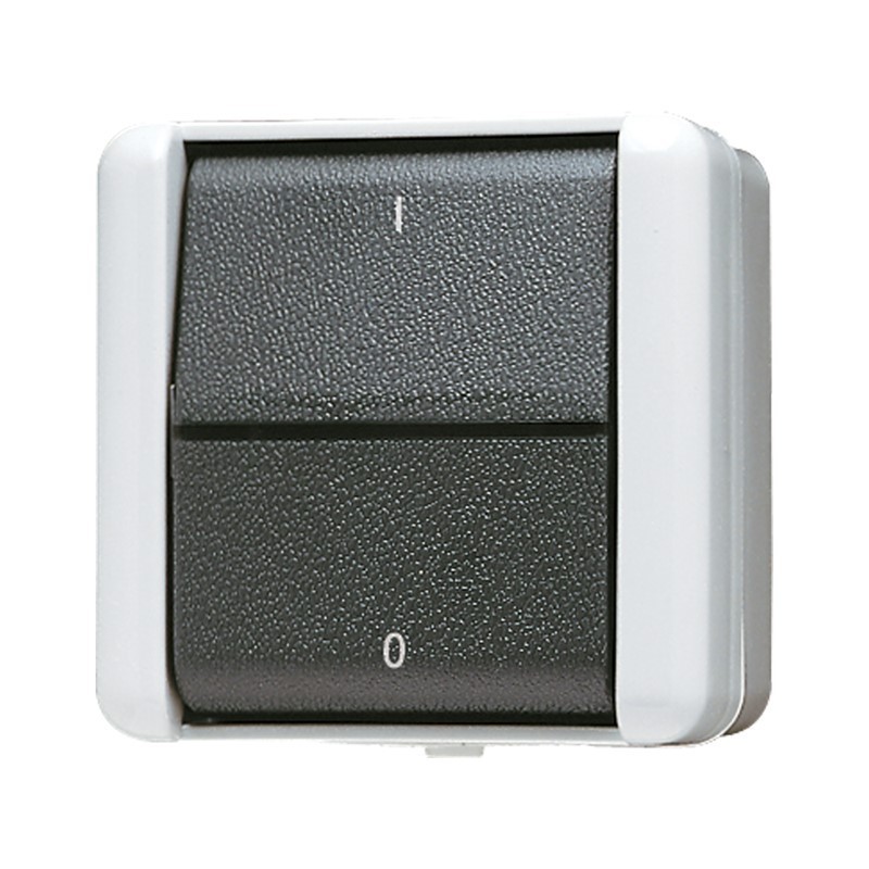 Bild von JUNG Wippschalter WG 800 gr glz AP IP44 3p 803W, Taster + Schalter, Grau
