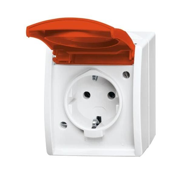 Bild von Busch-Jaeger, Steckdose, SCHUKO Steckdose mit rotem Klappdeckel 2CKA002083A0839
