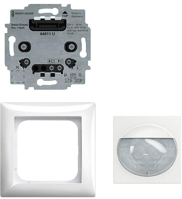 Bild von Busch-Jaeger 64764 UJ-914 Busch-Wächter Flex Komplettset mit Komfort Sensor Multilinse und Relais-Einsatz Bewegungssensor 1-Fach Alpinweiß Balance SI 2CKA006800A3023