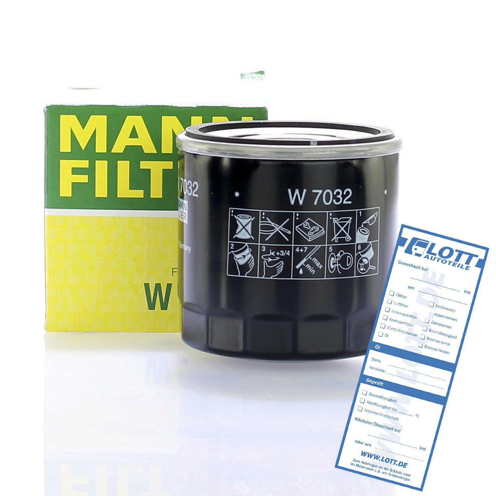 Bild von MANN-FILTER Ölfilter Anschraubfilter W 7032 Motorölfilter,Filter für Öl MERCEDES-BENZ,RENAULT,NISSAN,A-Klasse (W176),B-Klasse (W246, W242),GLA (X156)