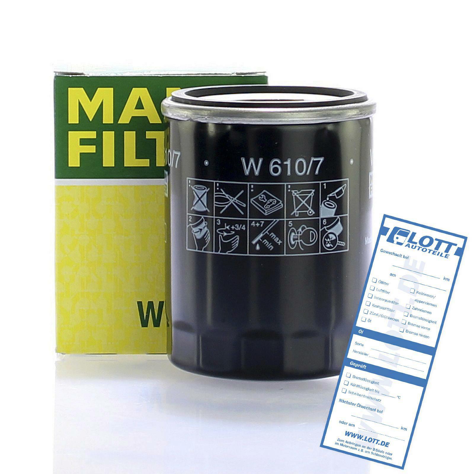 Bild von MANN-FILTER Ölfilter Anschraubfilter W 610/7 Motorölfilter,Filter für Öl HYUNDAI,i10 (PA),i20 (PB, PBT),GETZ (TB),i10 (IA),i20 Schrägheck (GB, IB)