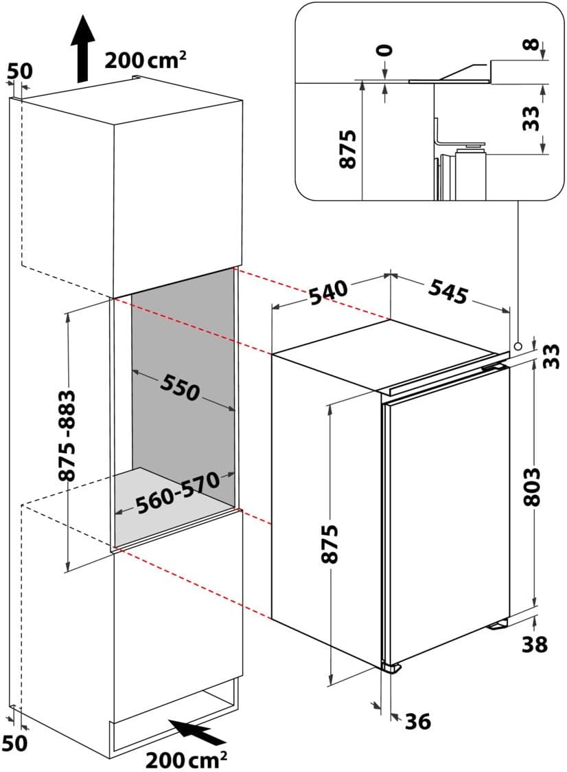 Bild von Bauknecht KSI 9VF3E Einbau-Kühlschrank/Energieeffizienzklasse D/Nische 88/ Elektronische Temperaturregelung/LED-Beleuchtung/Abtauautomatik im Kühlteil/Sicherheitsglas