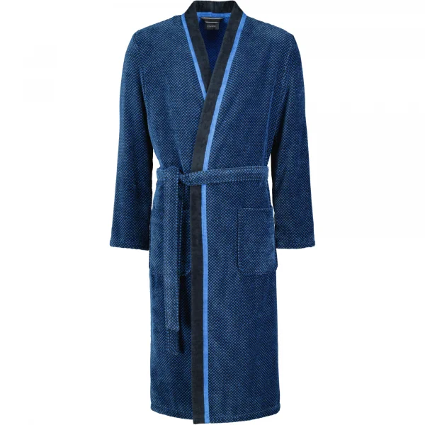 Bild von Cawö - Herren Bademantel Kimono 4839 - Farbe: blau/schwarz - 19 - S