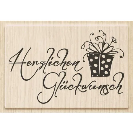 Bild von Knorr Prandell 211801303 Knorr prandell 211801303 Stempel aus Holz (Glückwünsche) Motivgröße 7 x 4,5 cm , Motiv: Herzlichen Glückwunsch