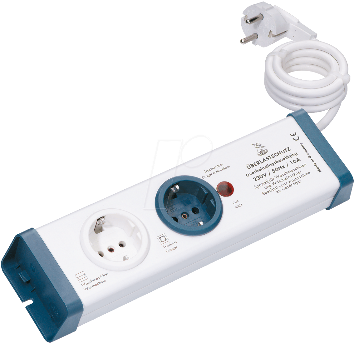 Bild von interBär interBär 8110-001.01 Steckdosenleiste 2fach Weiß, Blau Schutzkontakt 1 Steckdosenleiste (Kabellänge 1.50 m)