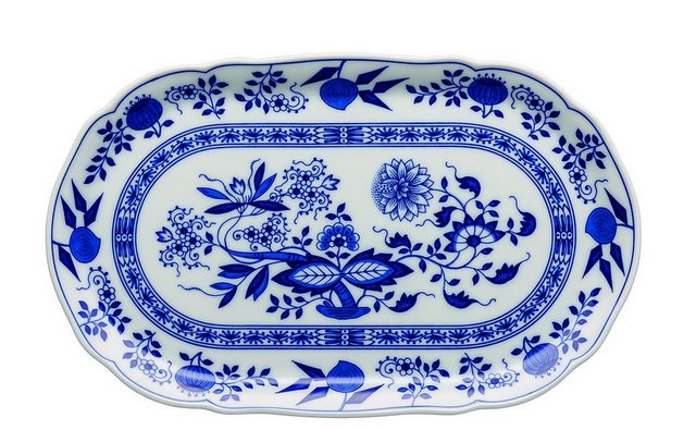 Bild von Hutschenreuther Servierplatte Blau Zwiebelmuster Milch/Zucker-Tablett, Porzellan, (Tabletts)