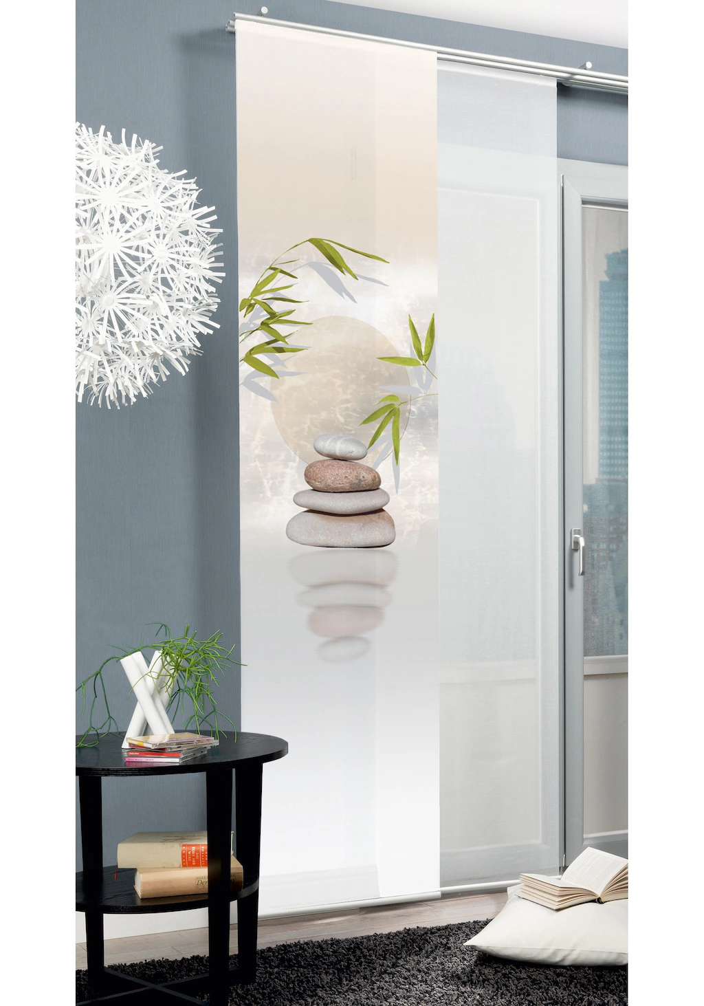 Bild von Schiebegardine HOME WOHNIDEEN "Cascade", beige (naturfarben), B:60cm H:245cm, Polyester, Gardinen, HxB: 245x60, inkl. Befestigungszubehör