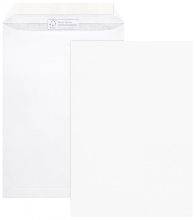Bild von MAILmedia® Versandtasche, ohne Fenster, haftklebend, B4, 250 x 353 mm, 100 g/m², weiß (100 Stück), Sie erhalten 1 Packung á 100 Stück