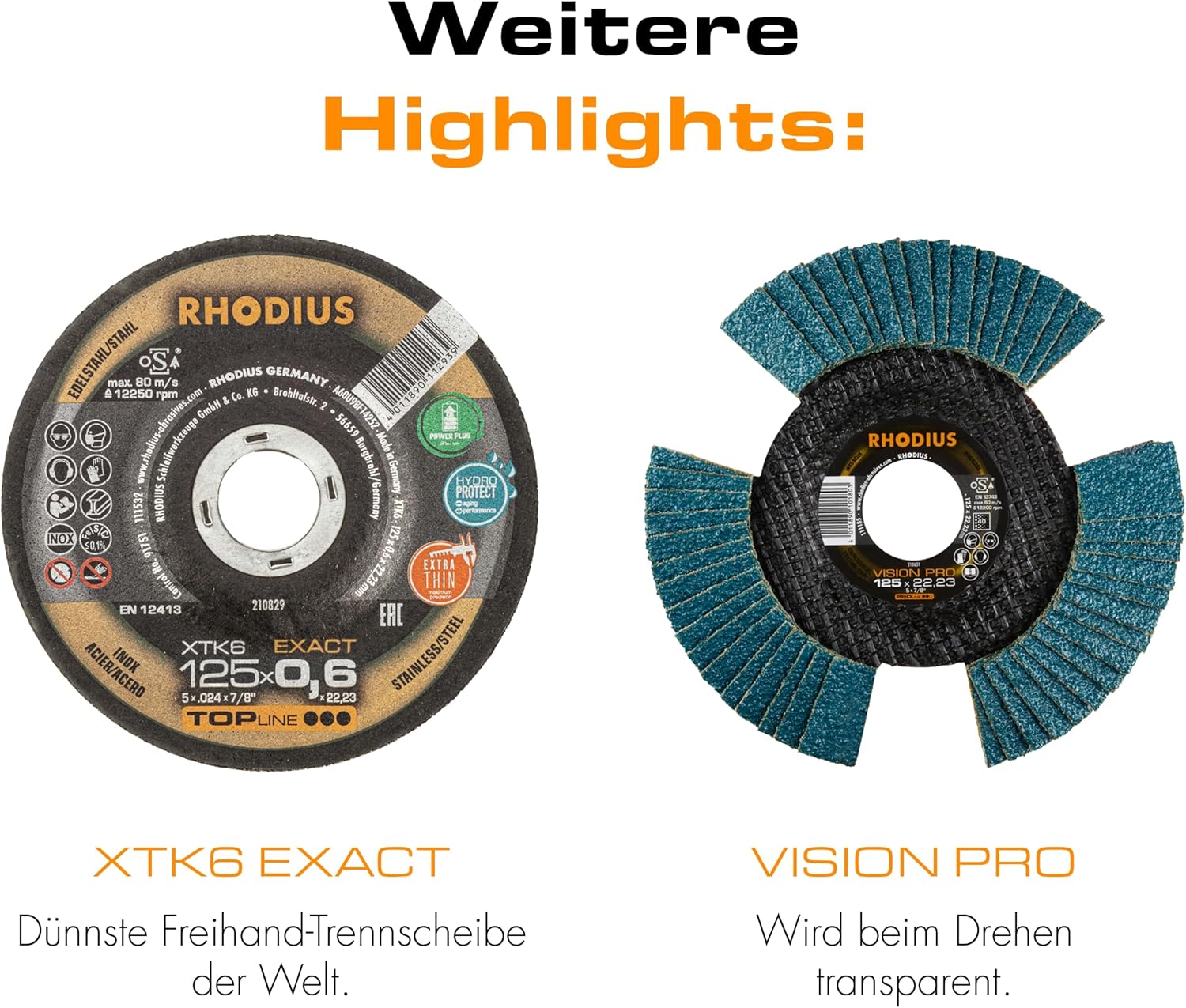 Bild von Rhodius 210663 LSZ F3 Fächerschleifscheibe Durchmesser 115mm Bohrungs-Ø 22.23mm Edelstahl
