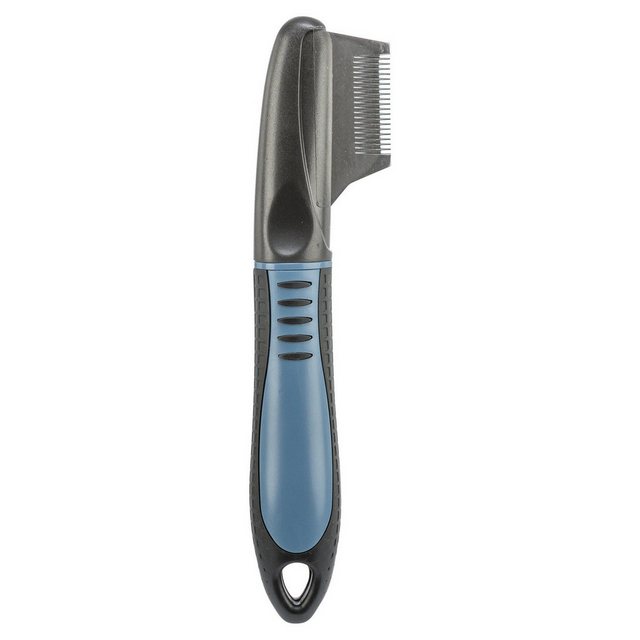 Bild von TRIXIE Trimm-Messer für Kopf und Ohren - feine Edelstahlklinge - gummierter Kunststoffgriff für Rechtshänder - 19 cm - schwarz/blau - 2361