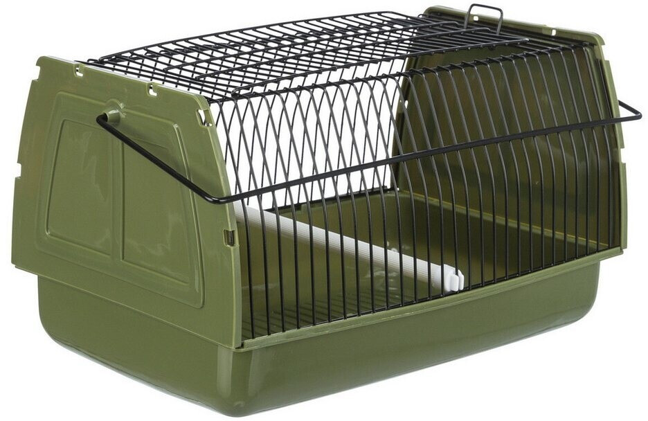 Bild von TRIXIE Transportbox für Vögel und Kleintiere, 22 × 14 × 15 cm, 5901, grün, Kunststoff/Metall, Tragegriff, herausnehmbarer Sitzstange
