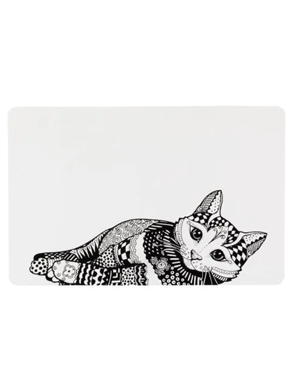 Bild von TRIXIE 24788 Napfunterlage Katze, 44 × 28 cm, weiß/schwarz