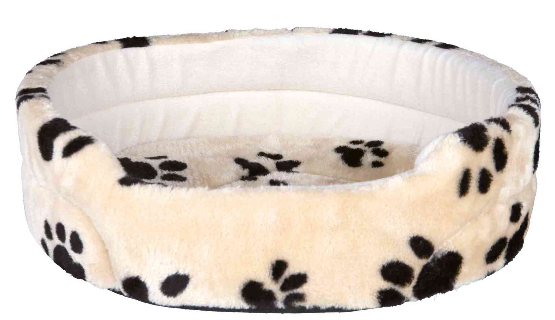 Bild von TRIXIE Hundebett Joey 50 × 43 cm in beige - flauschiger Hundeschlafplatz mit niedlichem Pfotenmotiv - Hundekorb für kleine Hunde - rutschfest - 37002