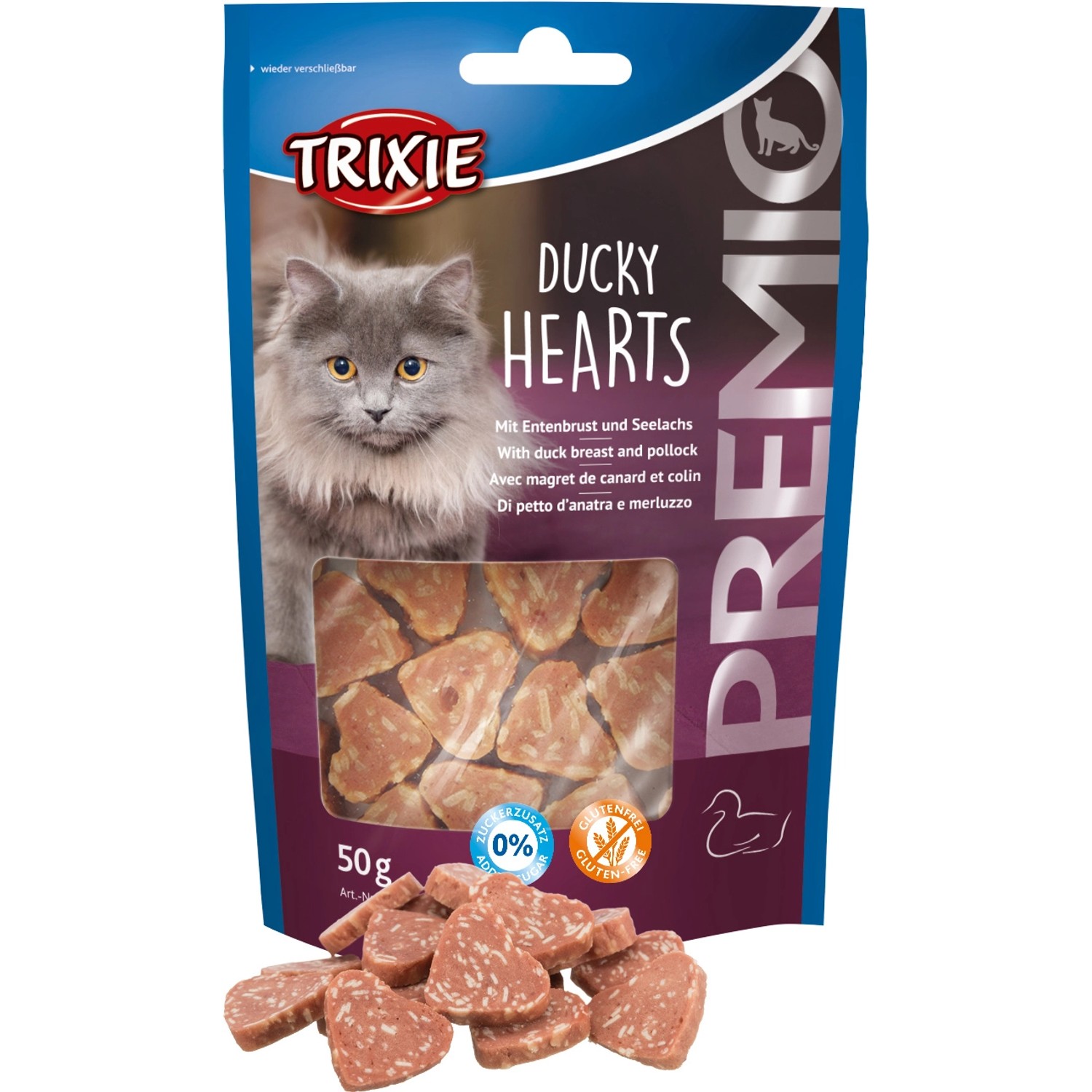 Bild von Trixie Katzensnacks Premio Ducky Hearts 50 g