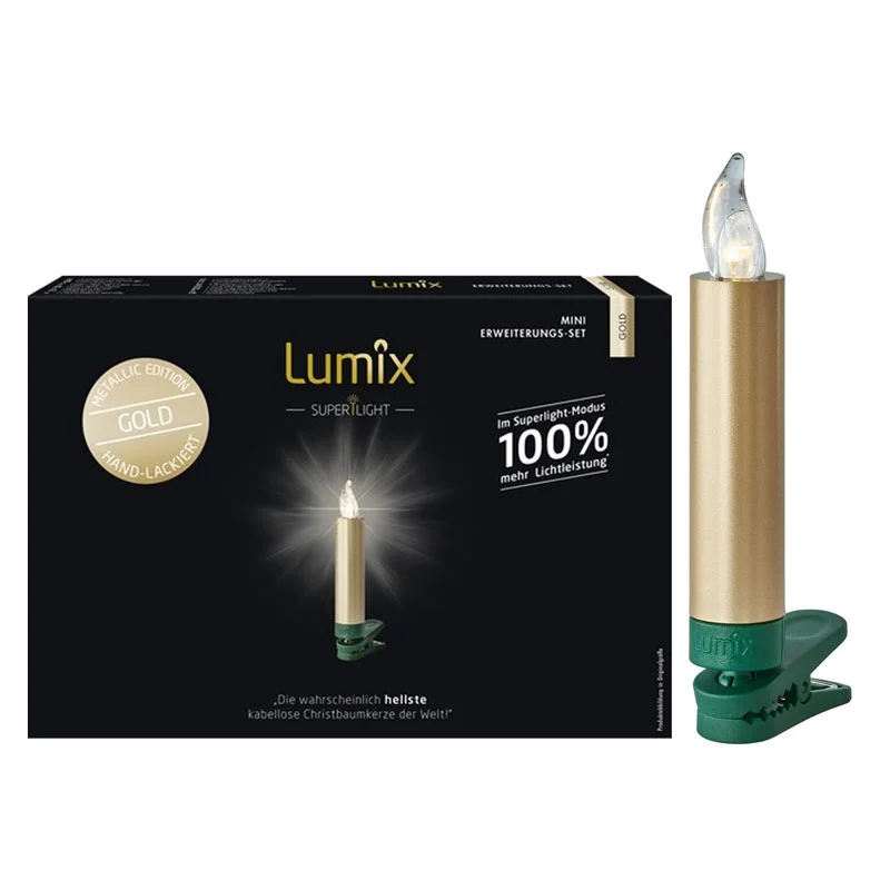 Bild von Lumix® Kabellose LED Christbaumkerzen Superlight Mini Metallic Gold Erweiterungs-Set mit 6 Kerzen, Art. 75553