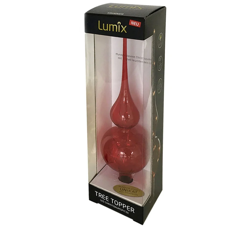 Bild von Lumix® Tree Topper Rot LED Glas Christbaumspitze 29cm Mundgeblasen mit Lichterkette Weihnachtsbaumschmuck Dekoration 1 Stück MADE IN GERMANY 76032