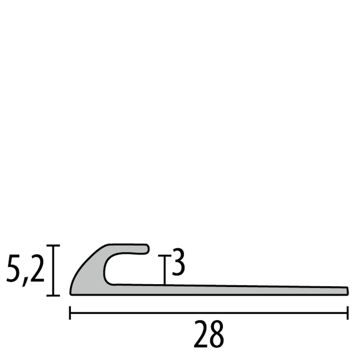 Bild von Parkettfreund -Einfassprofil PF 361/3 F2 edelstahloptik 1000x28 mm - 3 mm Aluminium eloxiert mit glatter Oberfläche