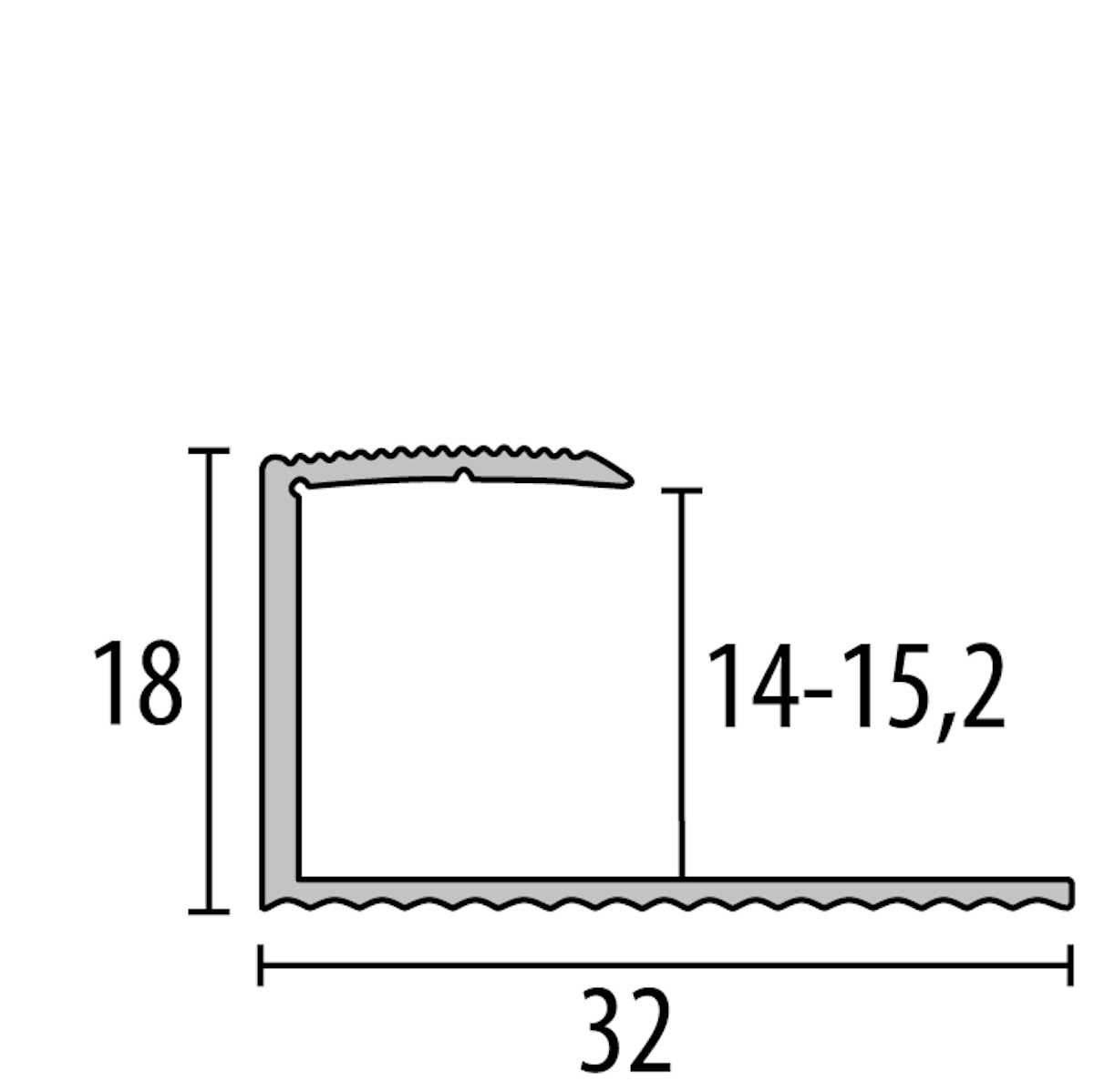 Bild von Parkettfreund -Einfassprofil PF 215 H H40 Ahorn 900x32 mm - 14 - 15,2 mm Holzdekor gerillt; mit Sollbiegestelle