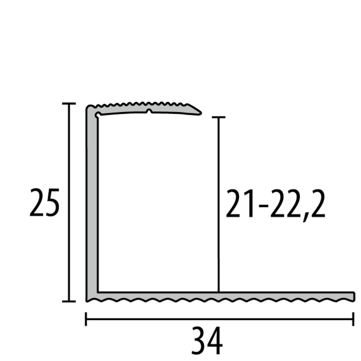 Bild von Parkettfreund -Einfassprofil PF 219 F4 silber 900x34 mm - 21 - 22,2 mm Aluminium eloxiert gerillt; mit Sollbiegestelle