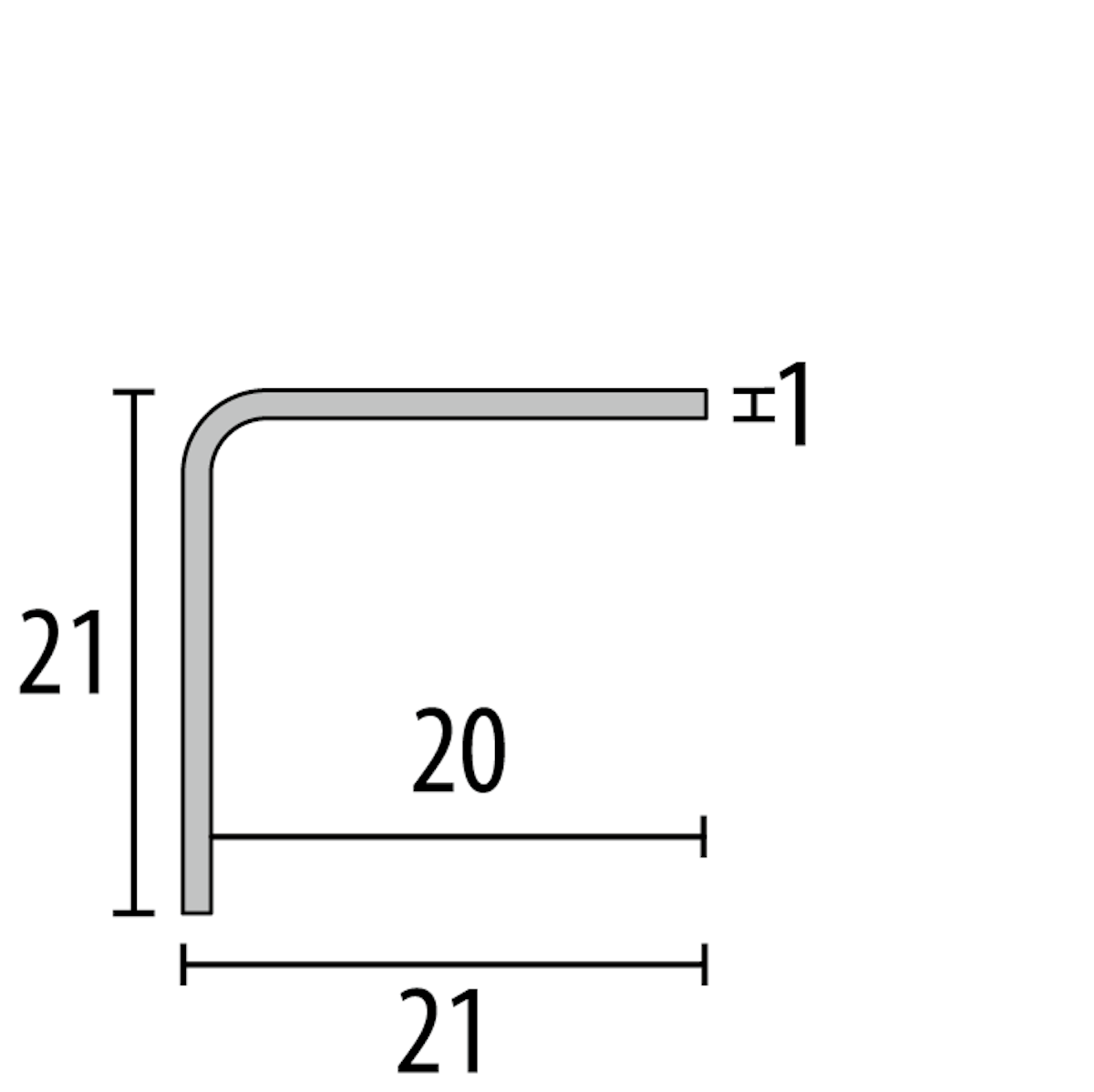 Bild von Parkettfreund -Eckschutzwinkel PF 142 U F8G matt gebürstet 1500x21 mm - 20 mm Edelstahl matt gebürstet mit glatter Oberfläche; 1-fach gekantet