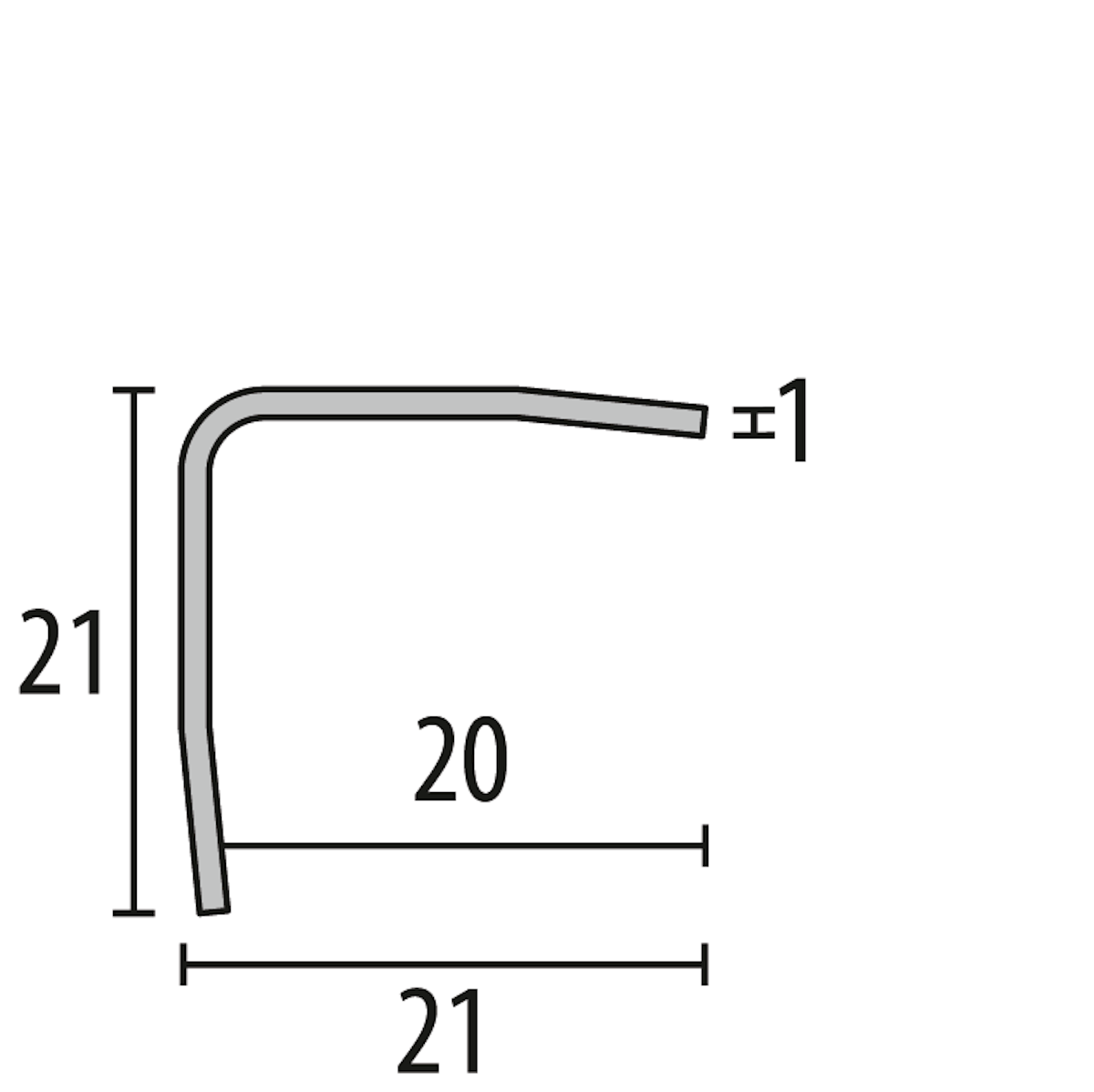 Bild von Parkettfreund -Eckschutzwinkel PF 172 SK-K F8G matt gebürstet 1250x21 mm - 20 mm Edelstahl matt gebürstet mit glatter Oberfläche; 3-fach gekantet