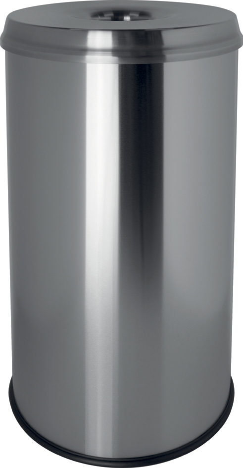 Bild von helit Stahl-Papierkorb, mit Flammenlöschkopf, 50 Liter schwarz, rund, Durchmesser: 340 mm, Höhe: 620 mm (H2515895)