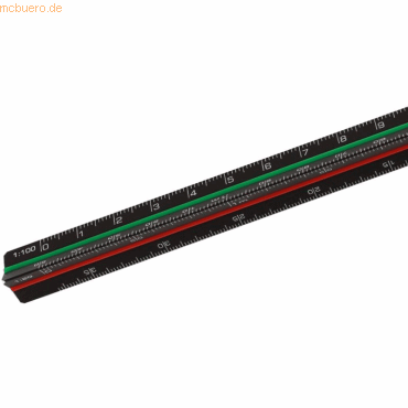 Bild von Rumold, Lineal, Dreikantmassstabslim & black 10 cm Teilung 1 Architekt Aluminium schwarz (100 mm)