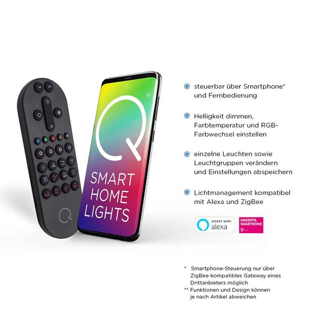 Bild von Paul Neuhaus Smarte LED-Leuchte LED Pendellampe Q ETIENNE Smart Home, Smart Home, CCT-Farbtemperaturregelung, RGB-Farbwechsel, Dimmfunktion, Memoryfunktion, mit Leuchtmittel, dimmbar Fernbedienung höhenverstellbar CCT Pendel