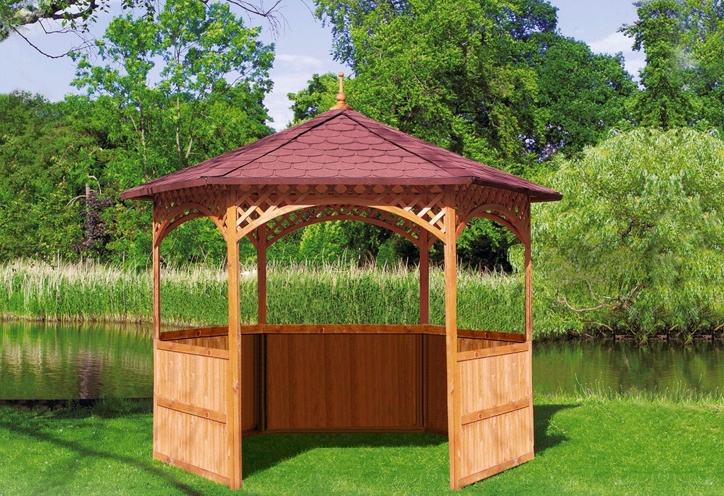 Bild von promadino Holzpavillon »Palma«, (Set), BxT: 326x326 cm, inkl. Brüstung und Dachschindeln