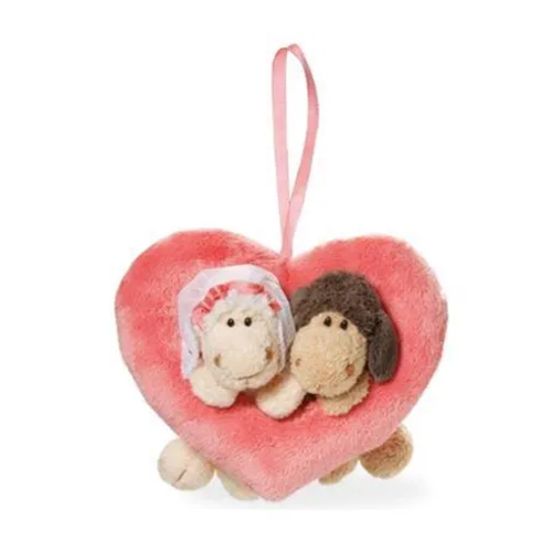 Bild von NICI Just Married Dekoherz pink mit Jolly Mäh Pärchen, 7 cm