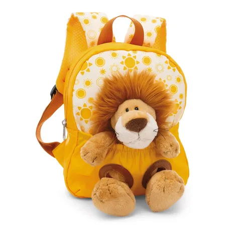 Bild von NICI Kinderrucksack gelb 2 in 1 mit Kuscheltier Löwe 25cm - Kindergartenrucksack Mädchen & Jungen - Weicher Rückenbereich & verstellbare Gurte - 49850
