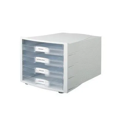 Bild von HAN Schreibtisch-Schubladenbox IMPULS – Stapelbare Sortierablage mit 4 großen Schubladen für DIN A4/C4 inkl. Beschriftungsschilder – 29,4 x 36,8 x 23,5 cm (BxTxH) – Transluzent-klar/