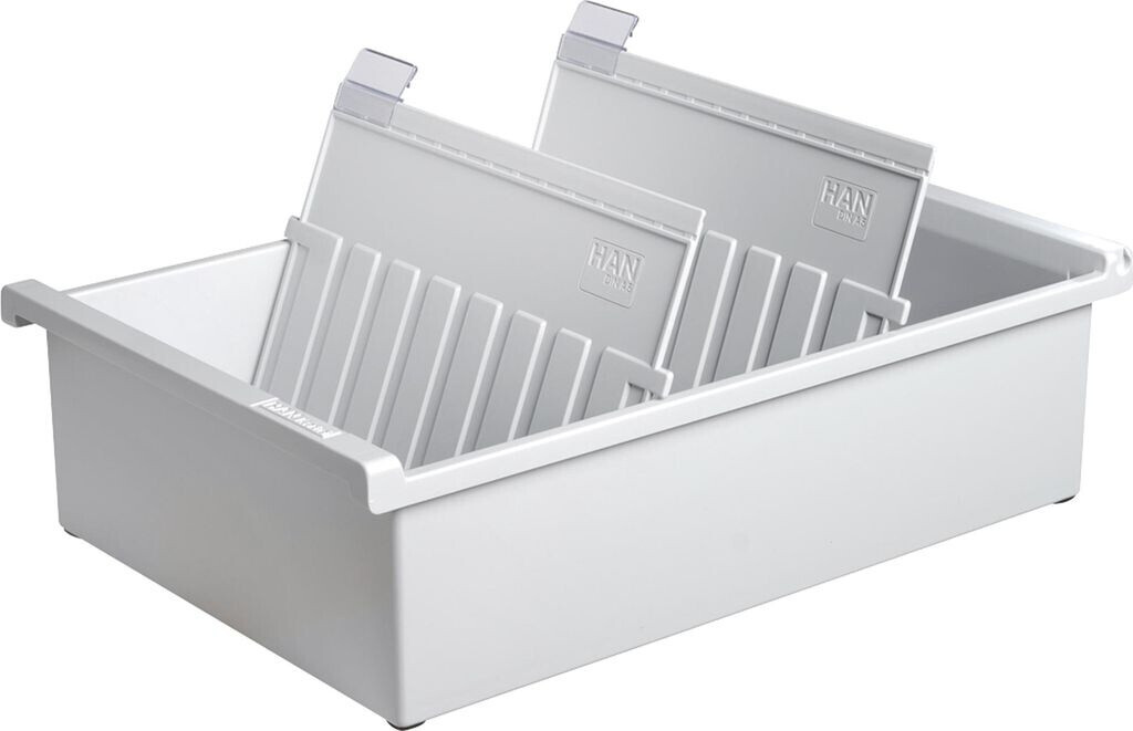 Bild von HAN 955-0-11 Karteitrog Lichtgrau max. Anzahl der Karten: 1.300 Karten DIN A5 quer