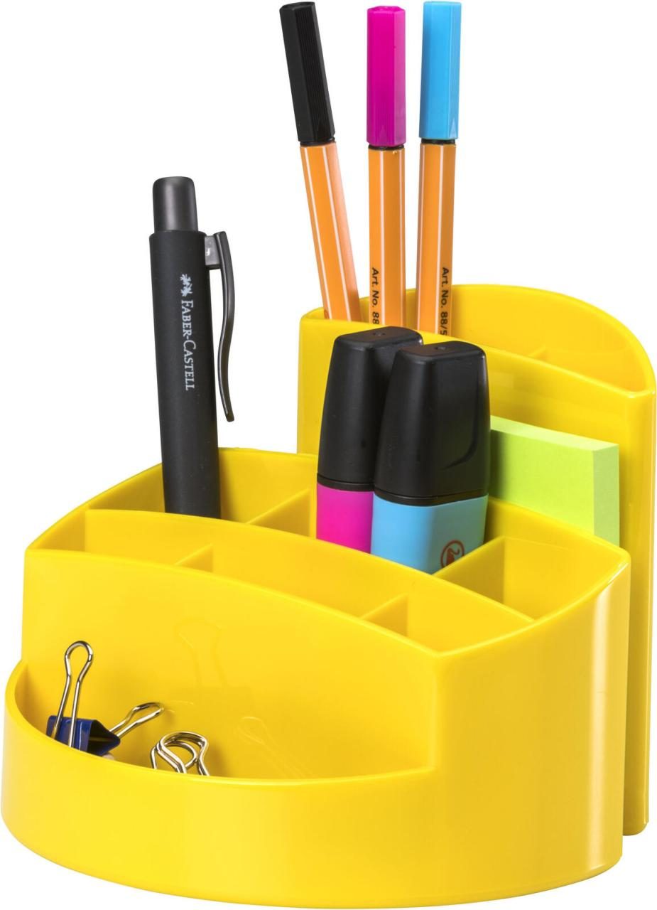 Bild von Schreibtischköcher RONDO - 9 Fächer, Gummifüße, Briefschlitz, New Colours gelb