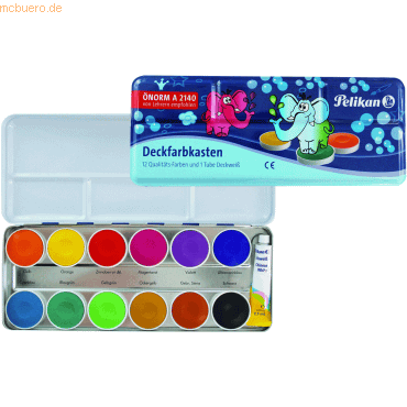 Bild von 10 x Pelikan Deckfarbkasten DF/12 Metall 12 Farben