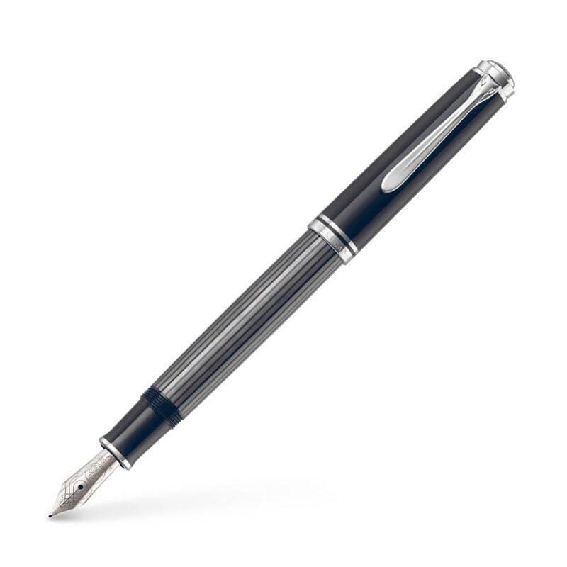 Bild von Pelikan Füllhalter Souverän 405 Stresemann, Schwarz-Anthrazit, Feder F (fein), hochwertiger Kolbenfüller im Geschenk-Etui, 803816