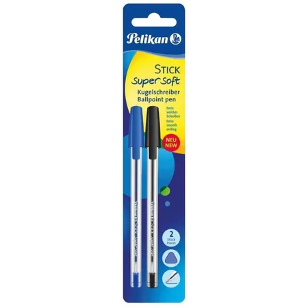 Bild von Pelikan Kugelschreiber Stick K86s super soft, Schwarz & Blau, ergonomischer Kuli mit supersofter Tinte, Set mit 2 Stück, 804424