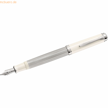 Bild von Pelikan Füllhalter Souverän 1028,70cm (405), silber-weiß, M mit Kolbenmechanik, Palladium-veredelter Clip, komplett - 1 Stück (815529)