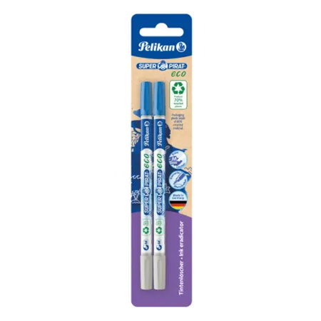 Bild von Pelikan Tintenlöscher SuperPirat eco Strichstärke M (Multispitze) Blisterverpackung mit 2 Stück