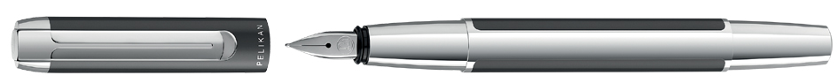 Bild von Pelikan Füllhalter Pura P40, Silber, Feder F (fein), hochwertiger Patronenfüller im Geschenk-Etui, 952028