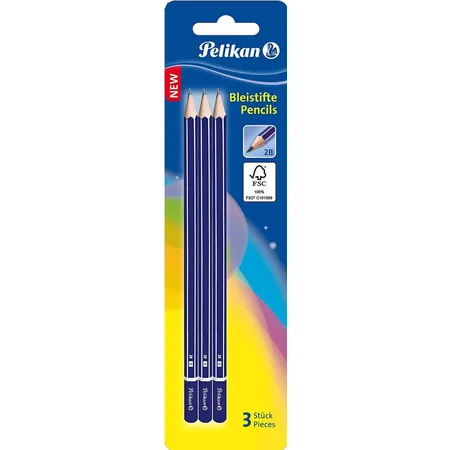 Bild von Pelikan Bleistift 3er Pelikan Bleistift Härtegrad B/F/2B Bruchstabil Zeichenstift Schule