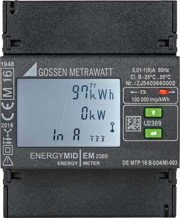 Bild von Gossen Metrawatt U2389-V026 Drehstromzähler mit Wandleranschluss digital MID-konform: Ja 1St.