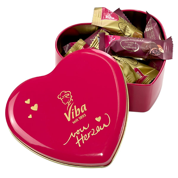 Bild von Viba Mini-Nougatstangen in Herzdose, 90g, 3 Sorten