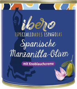 Bild von Ibero Spanische grüne Manzanilla Oliven mit Knoblauchcreme