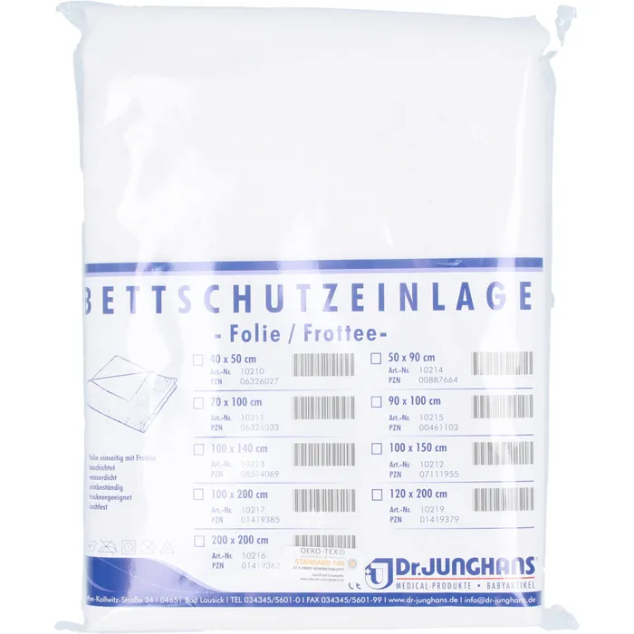 Bild von Dr. Junghans Medical 10214 Matratzen-/Nässeschutz Bettschutzeinlage, Folie/Frottee, 50 x 90 cm