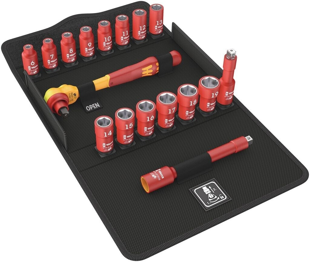 Bild von WERA Steckschlüsselsatz 8100 SB VDE 1 Zyklop 17-tlg.3/8 Zoll SW 6-19mm Z.80 6KT