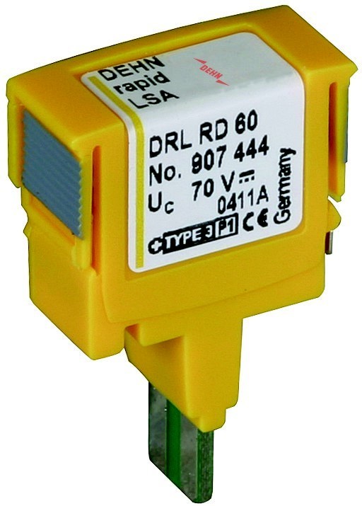 Bild von DEHN 907444 Überspannungsableiter DEHNrapid LSA Schutzstecker für 1 Doppelader Un 60V Überspannun