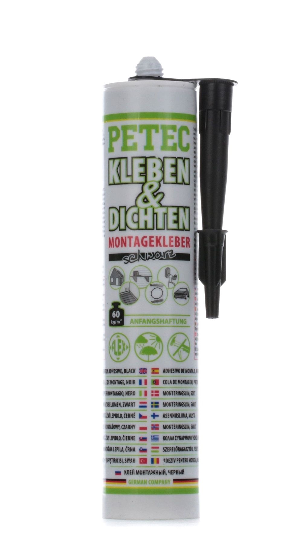 Bild von PETEC Karosserie & Dichtmasse schwarz (290 ml) Metall-Klebstoff,Karosserieklebstoff,Hybridklebstoff,Glas-Metall-Klebstoff,Universalklebstoff 94729