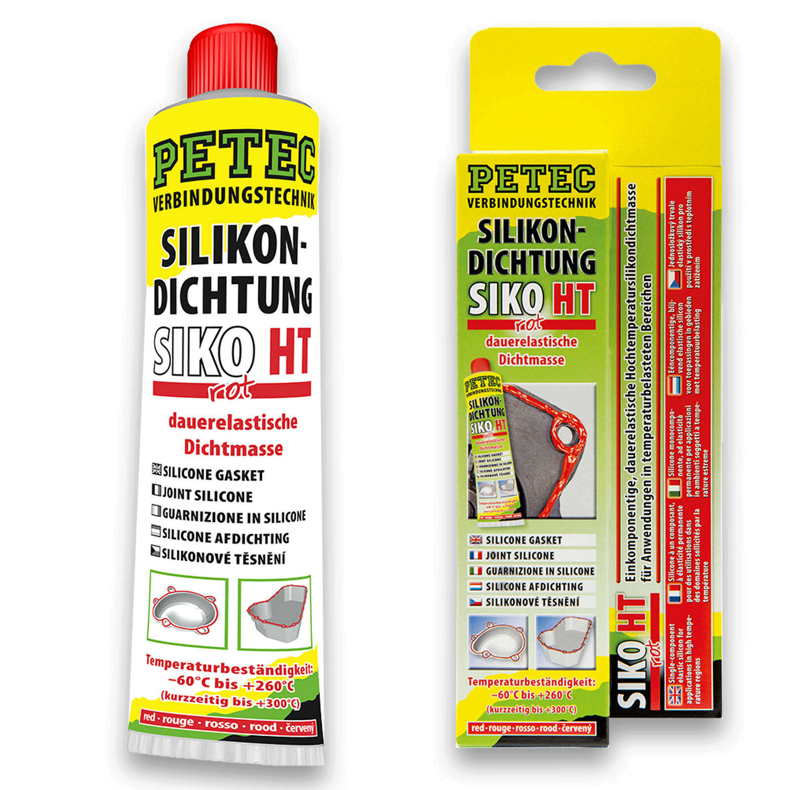 Bild von PETEC Hochtemperatur-Silikon rot (70 ml) Dichtstoff,Gehäuse/Flansch-Dichtstoff Rot für MITSUBISHI RENAULT SUZUKI DACIA TOYOTA MERCEDES-BENZ NISSAN 990