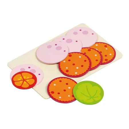 Bild von Gollnest & Kiesel Puzzle Goki 51810 - Wurstaufschnitt, 8 Scheiben, 1 Salatblatt, 1 Tomatensc..., Puzzleteile